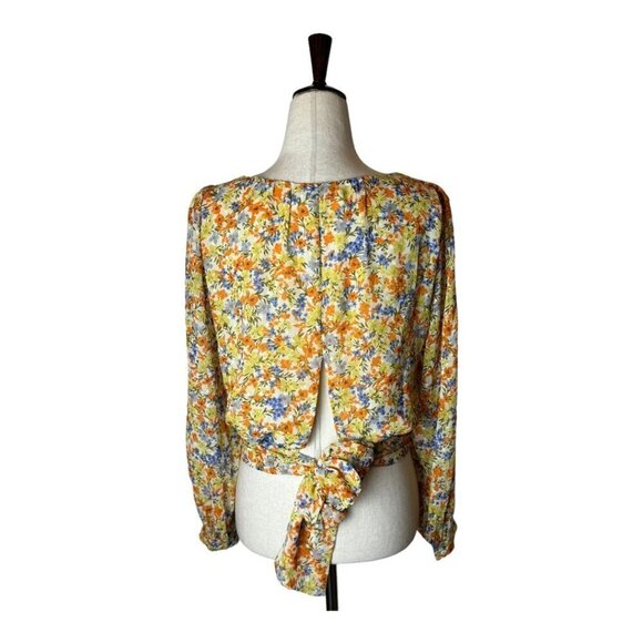 ASTR The‎ Label Orange Tangerine Floral Print Tie Back Willa Blouse Size S - Picture 3 of 11
